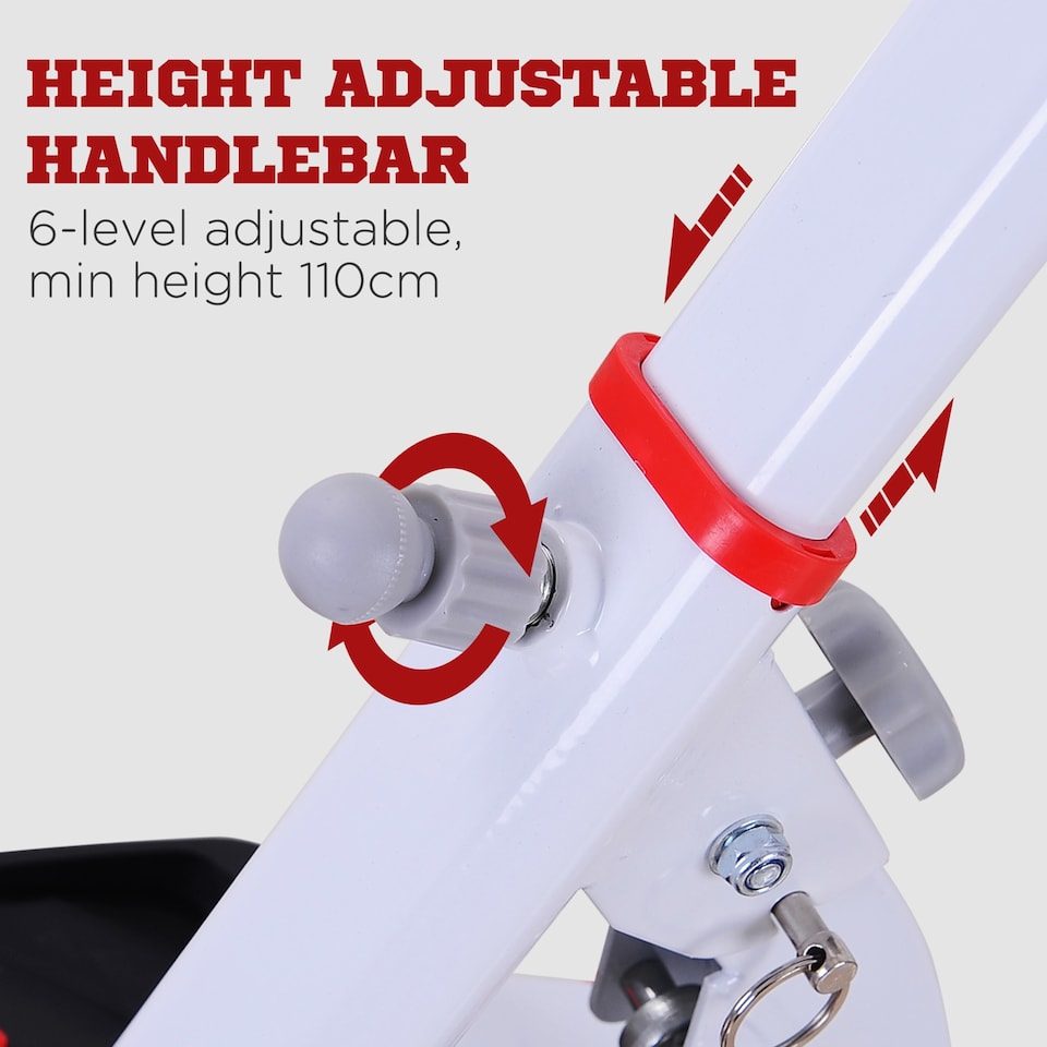 image 1 of HOMCOM Foldable Stepper Adjustable Step Machine w/ Handlebar LCD Display, Red