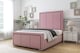 image 2 of Sloomy Lancaster Pink Plush Bed Frame With Mattress With 50" Upholstered Headboard 4' Small Double