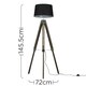 image 3 of ValueLights Modern Distressed Wood And Silver Chrome Tripod Floor Lamp With Black Shade