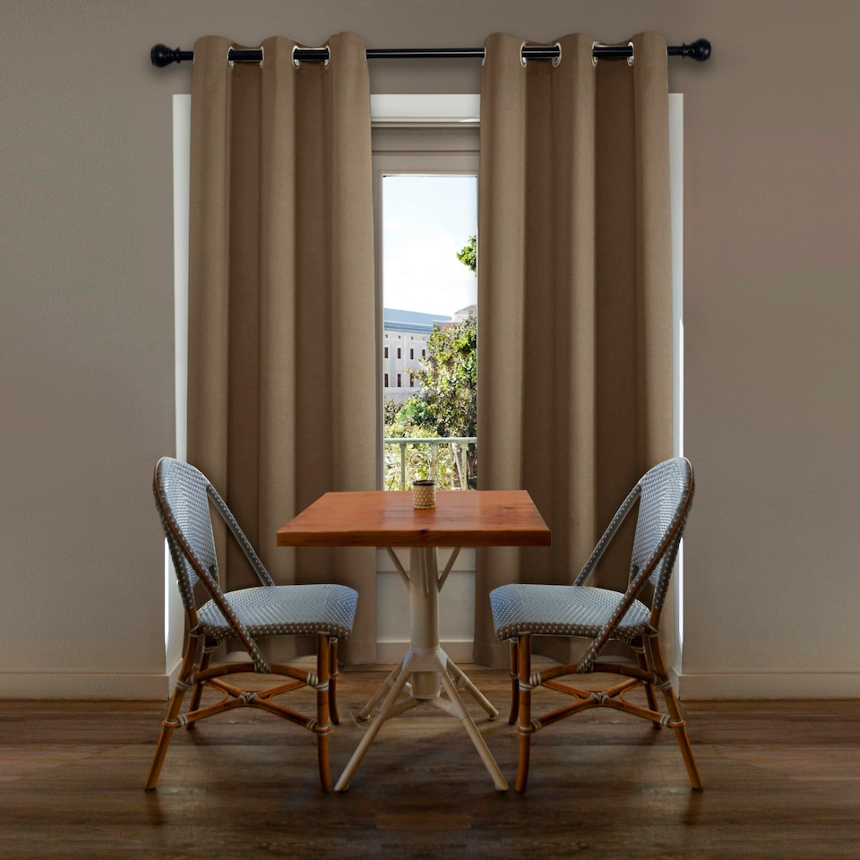 image 1 of Brown Blackout Curtains - Eyelet Thermal Curtain - 66 x 72 Inch Drop - 2 Panel | Brown | One Size