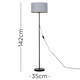 image 3 of ValueLights Standard Floor Lamp In Black Metal Finish With Warm Grey/Gold Drum Shade - Includes 6w LED Bulb 3000K Warm White