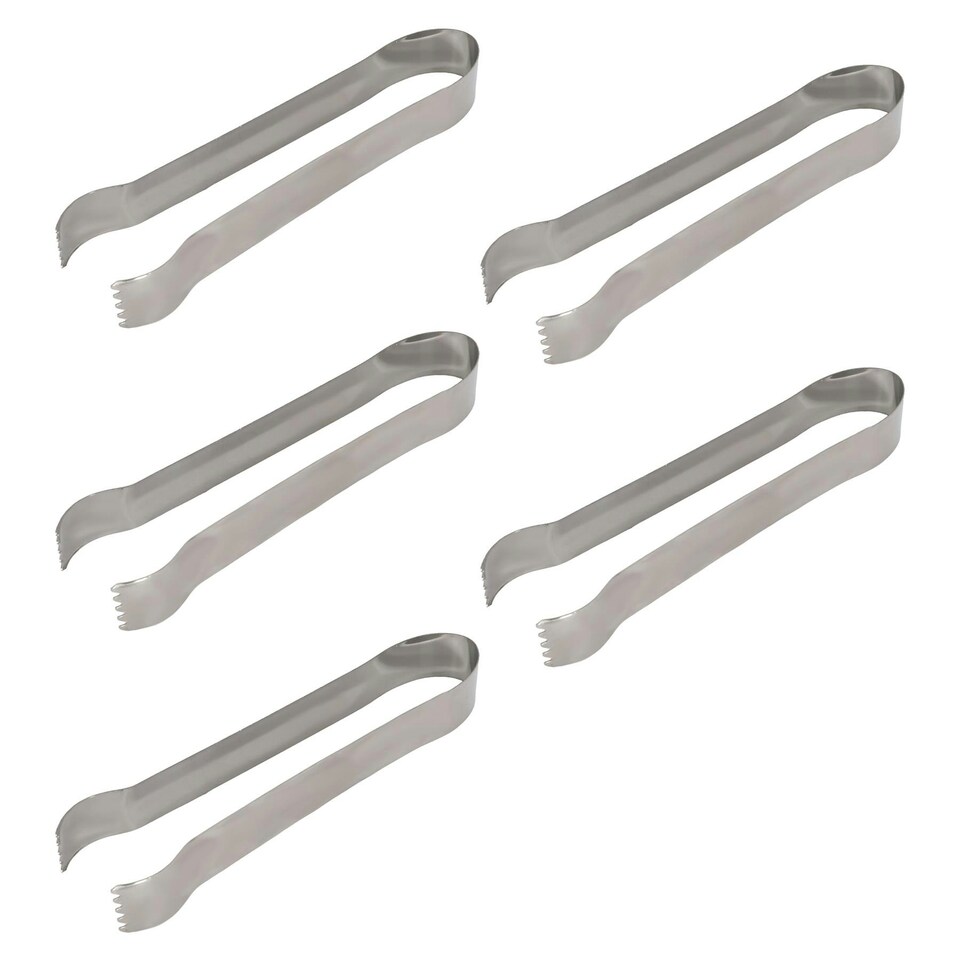 image 1 of Rink Drink Stainless Steel Ice Tongs - 17cm - Pack of 5