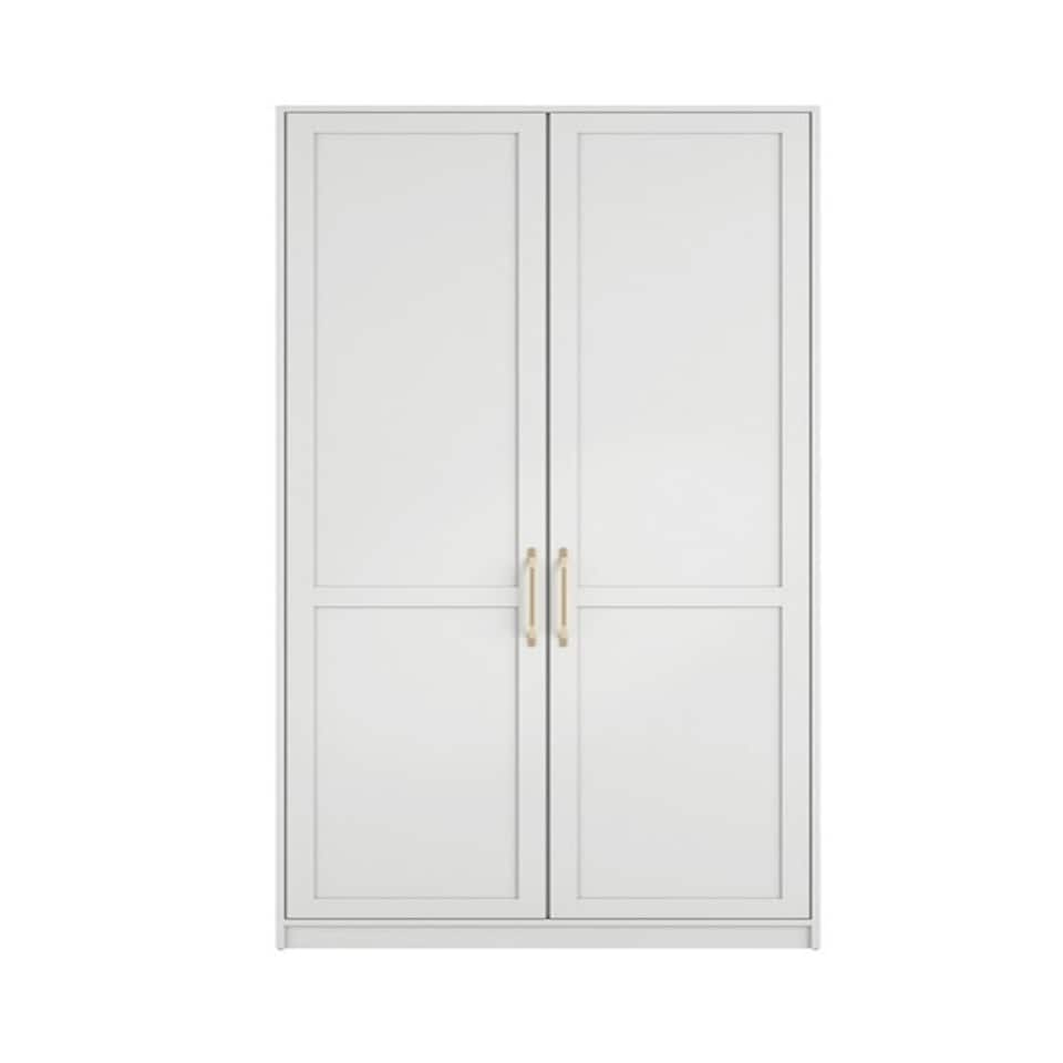 image 1 of Austen 2 Door Wardrobe - Engineered Wood/Metal - L58 x W100 x H220 cm - White/Gold Brushed White