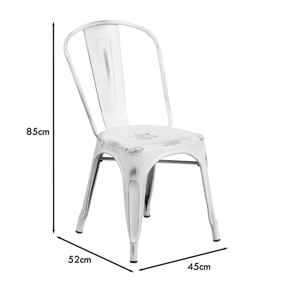 image 1 of Blake Industrial Style Dining Chair, White - Set of 4 - Modern Galvanised steel White