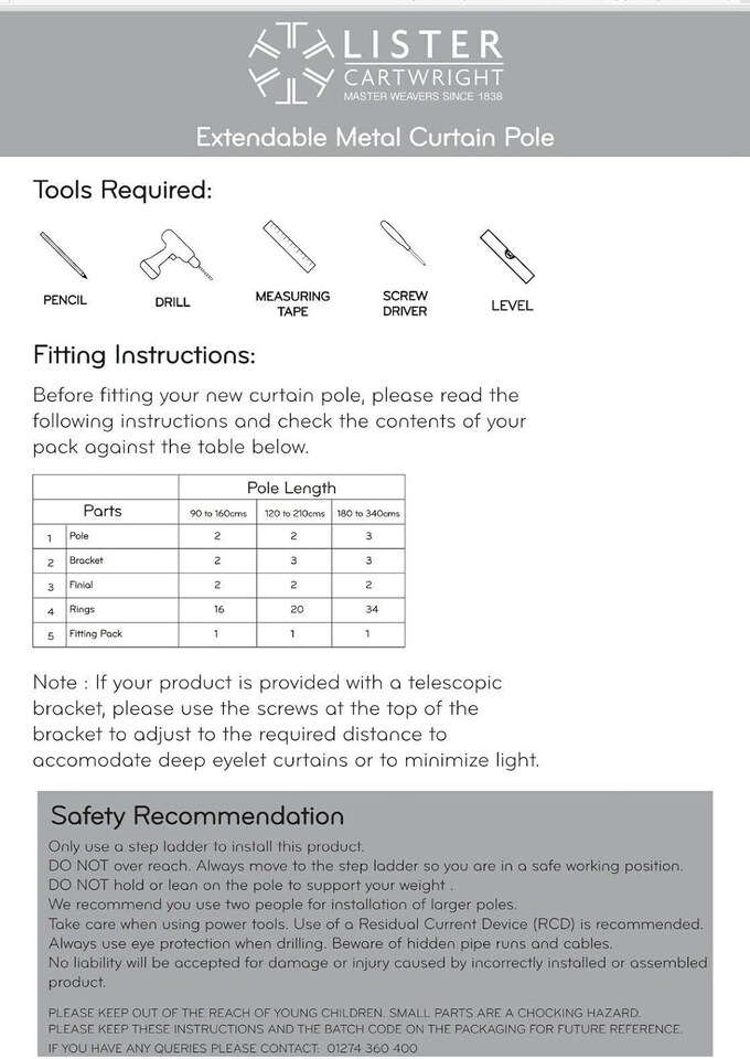 image 1 of 19 mm Extendable Metal Curtain Pole Rods - Bronze (Crook Finials, 210-360 cm)