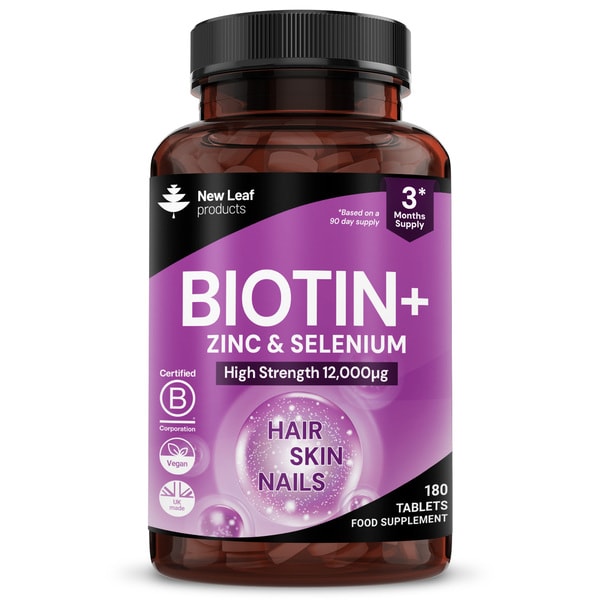 Biotin Hair Growth Vitamins 12000 mcg - With Zinc & Selenium