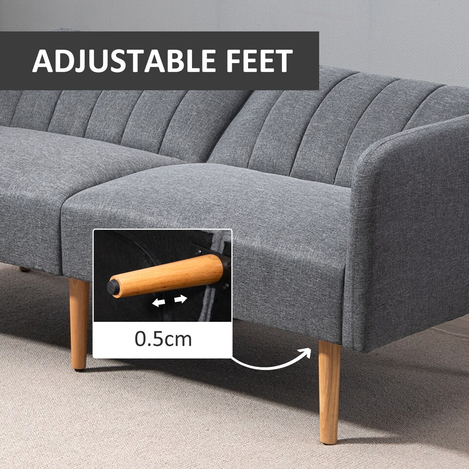 image 1 of HOMCOM 3 Seater Linen Sofa Bed with Adjustable Backrest for Living Room