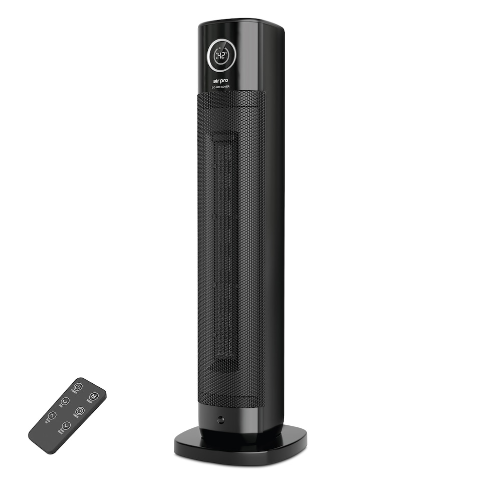 image 1 of Air Pro SmartVoice Hands Free 34 Inch Tower Fan Heater 2 Heat Settings