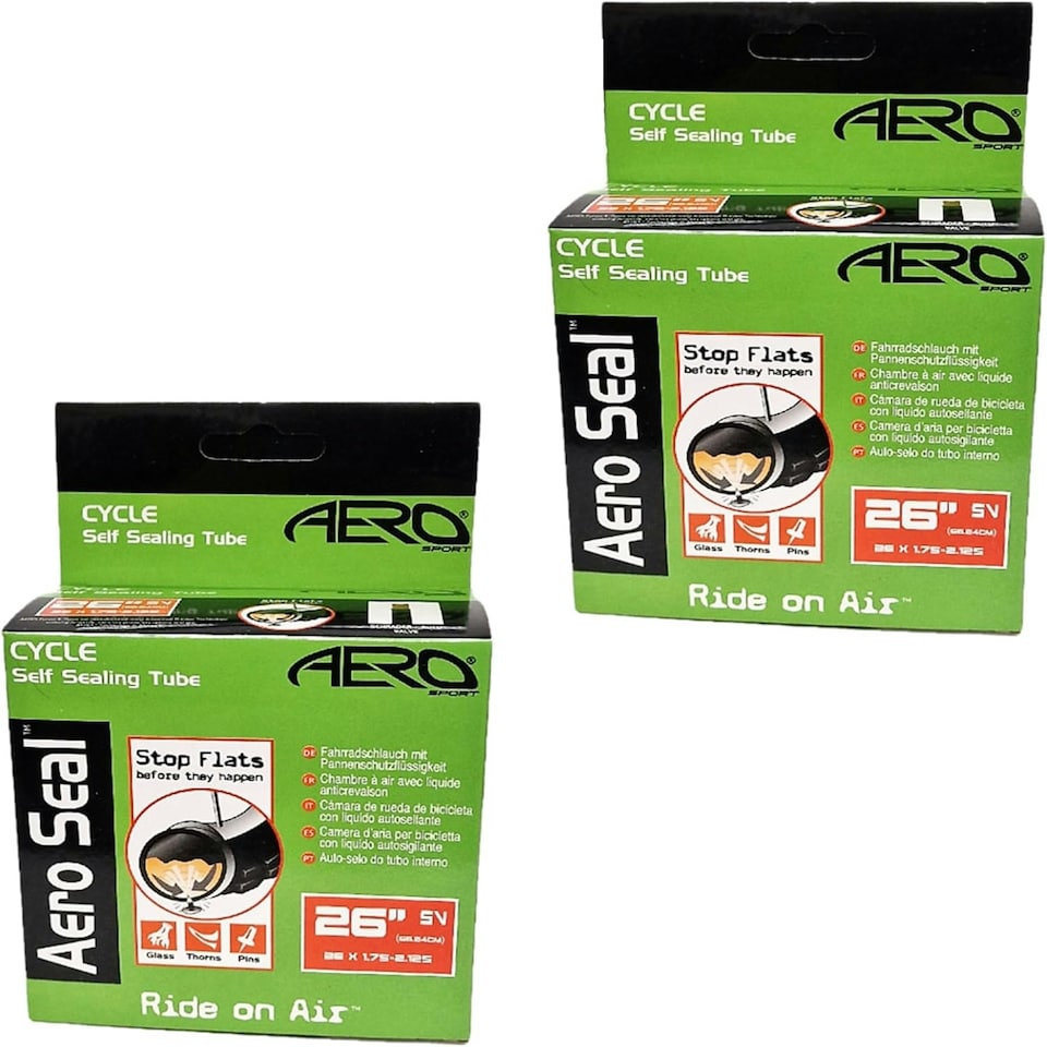 image 1 of Aero Sport Set x 4 Self Sealing Butyl Rubber 26" x 1.75-2.125 Bike/E-Bike Inner Tubes SV