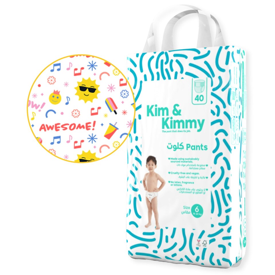 image 1 of Kim & Kimmy Nappy Pants, Size 6, 15-20kg, 40 Pack, Summer Icons