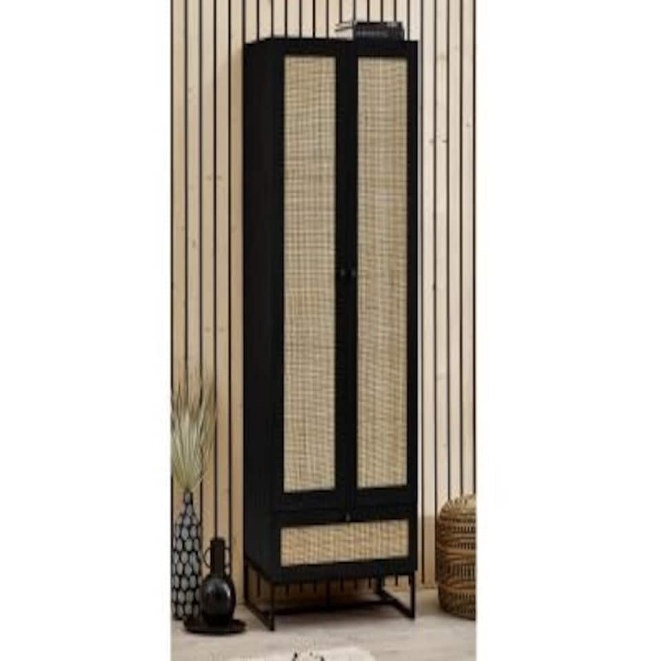 image 1 of Premium Rattan Black Wardrobe