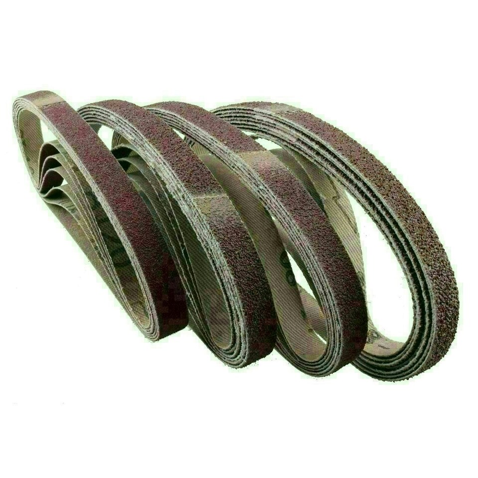 image 1 of Air Finger Sander Sanding Abrasive Belts Grinder 330mm x 10mm Mixed Grit 50pk