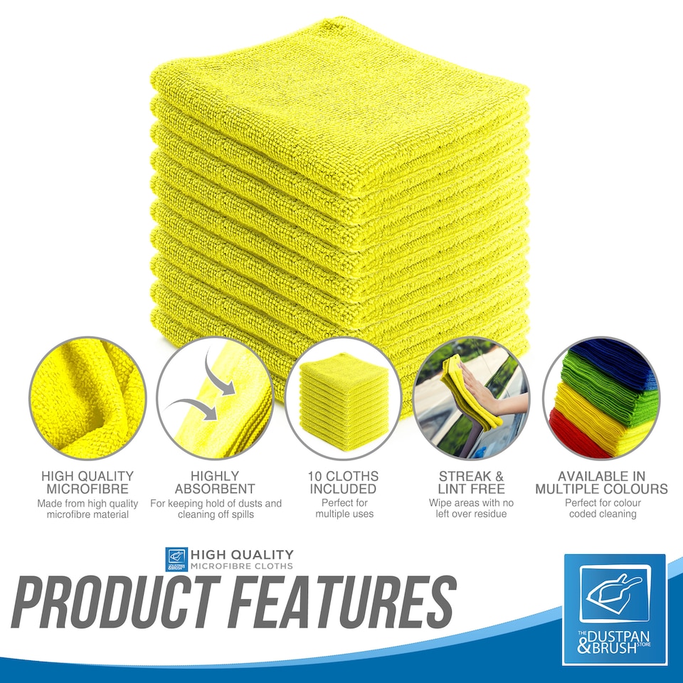 image 1 of Microfibre Cleaning Cloth 40x40cm Super Absorbent Lint Free Microfiber Cloths Cleaning for Home, Kitchen, Mirrors, Car - Pack of 10