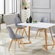 image 2 of 5PCs Dining Set - a White Dallas Dining Table & Set of 4 Lorenzo Tulip Chairs with Padded Seat | Grey