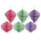 image 1 of Pack of 6 Bright Assorted Honeycomb Paper Christmas Baubles Decorations