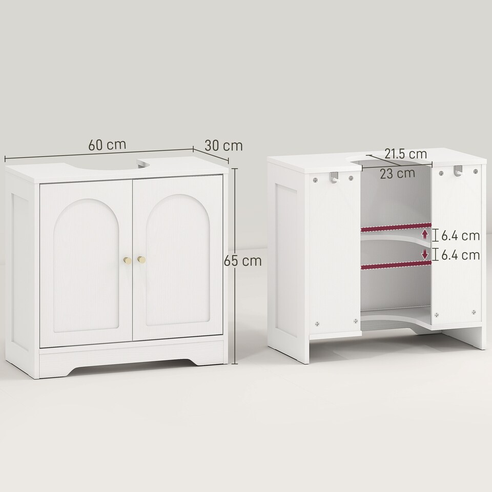 image 1 of HOMCOM Modern Under Sink Cabinet for Basin without or with Pedestal, White
