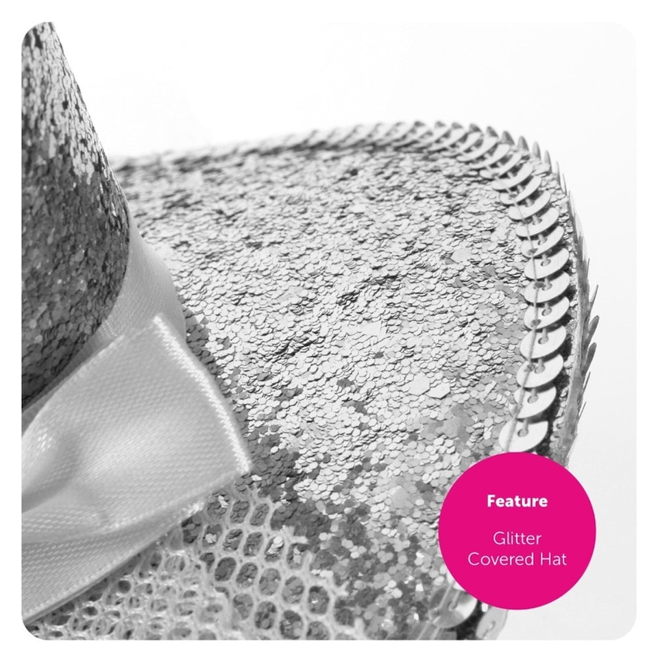image 1 of Pack of 6 Mini Black Glitter Fascinator Top Hat Black | One Size