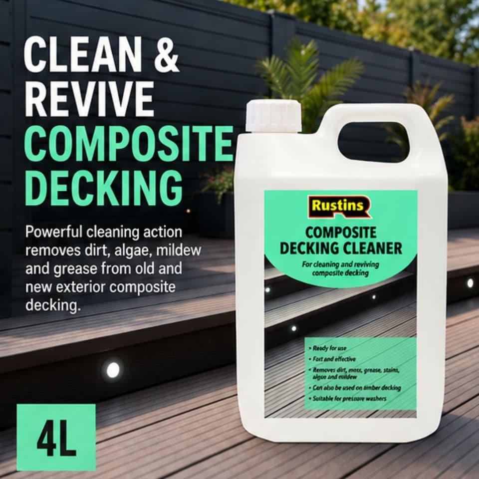 image 1 of Rustins Composite Decking Cleaner Effective Mold and Mildew Remover Deep Cleaning Solution for Decks Patios and Outdoor Spaces 4 litre