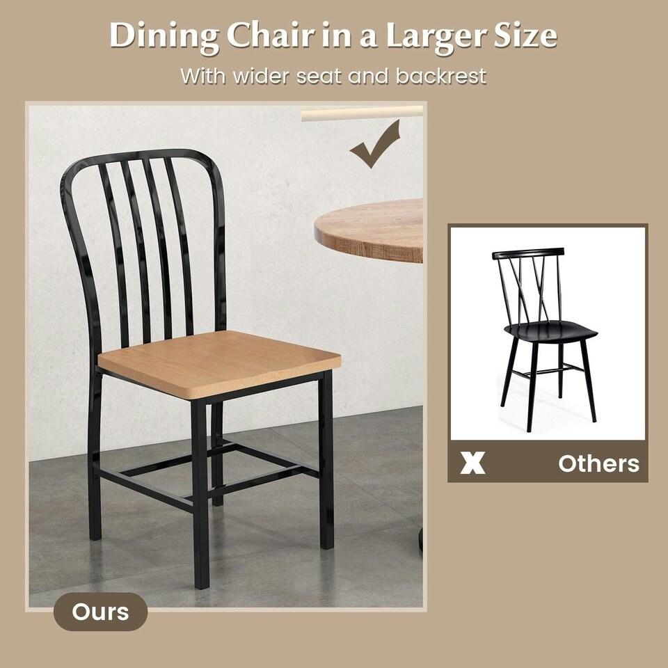 image 1 of COSTWAY Set of 2 Dining Chair Armless Spindle Kitchen Chairs Black