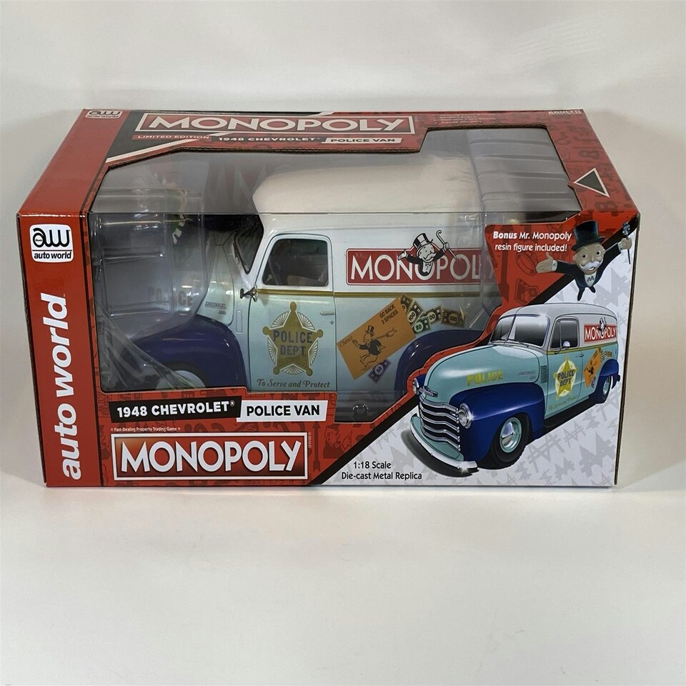 image 1 of Monopoly 1948 Chevrolet Police Van with Figure 1:18 Auto World AWSS129