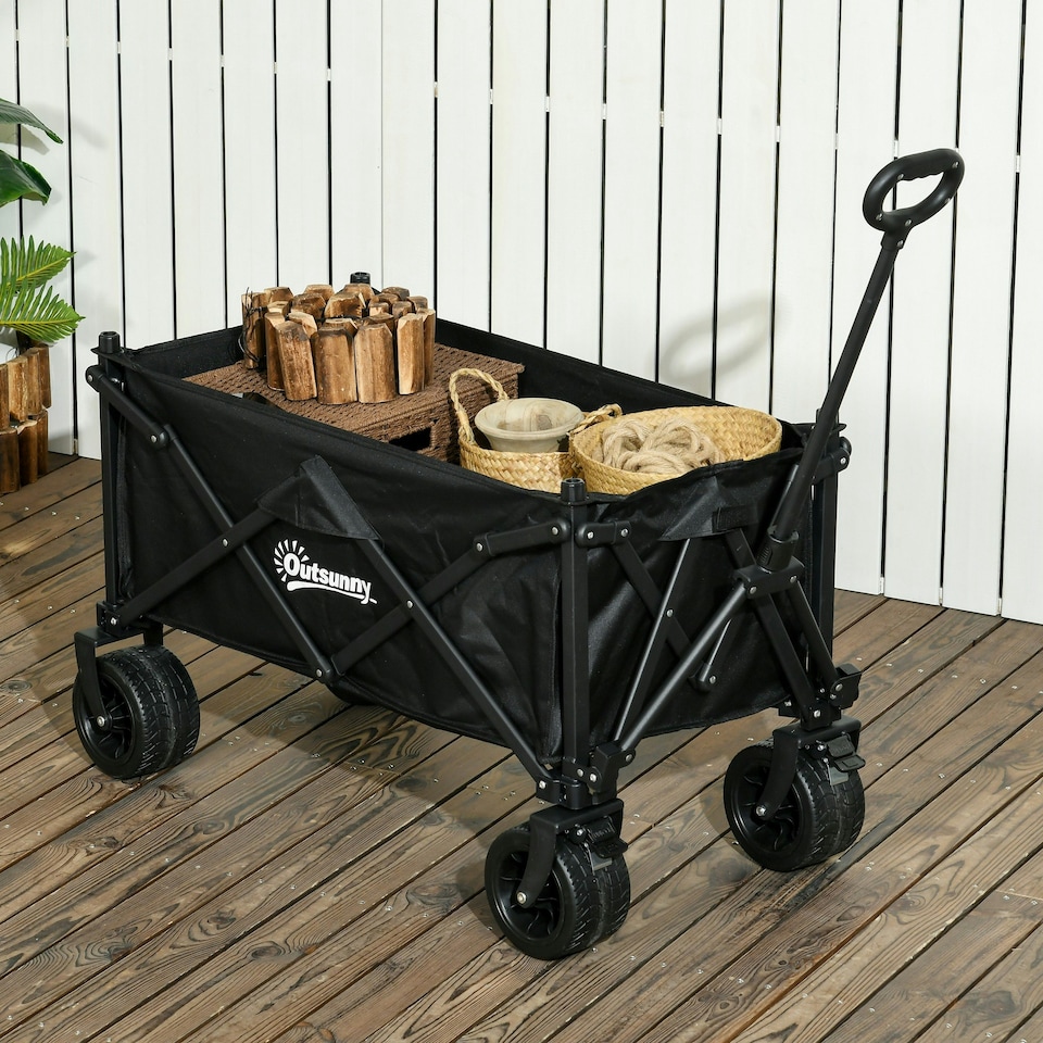 image 1 of Outsunny Foldable Garden Cart, Outdoor Utility Wagon with Carry Bag, Camouflage