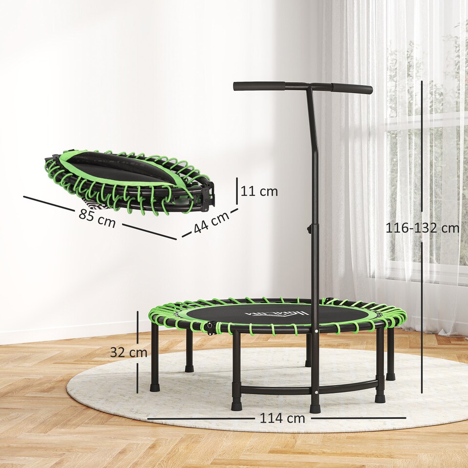 image 1 of HOMCOM Trampoline Outdoor Bouncer Jumper Adjustable Handle, Green