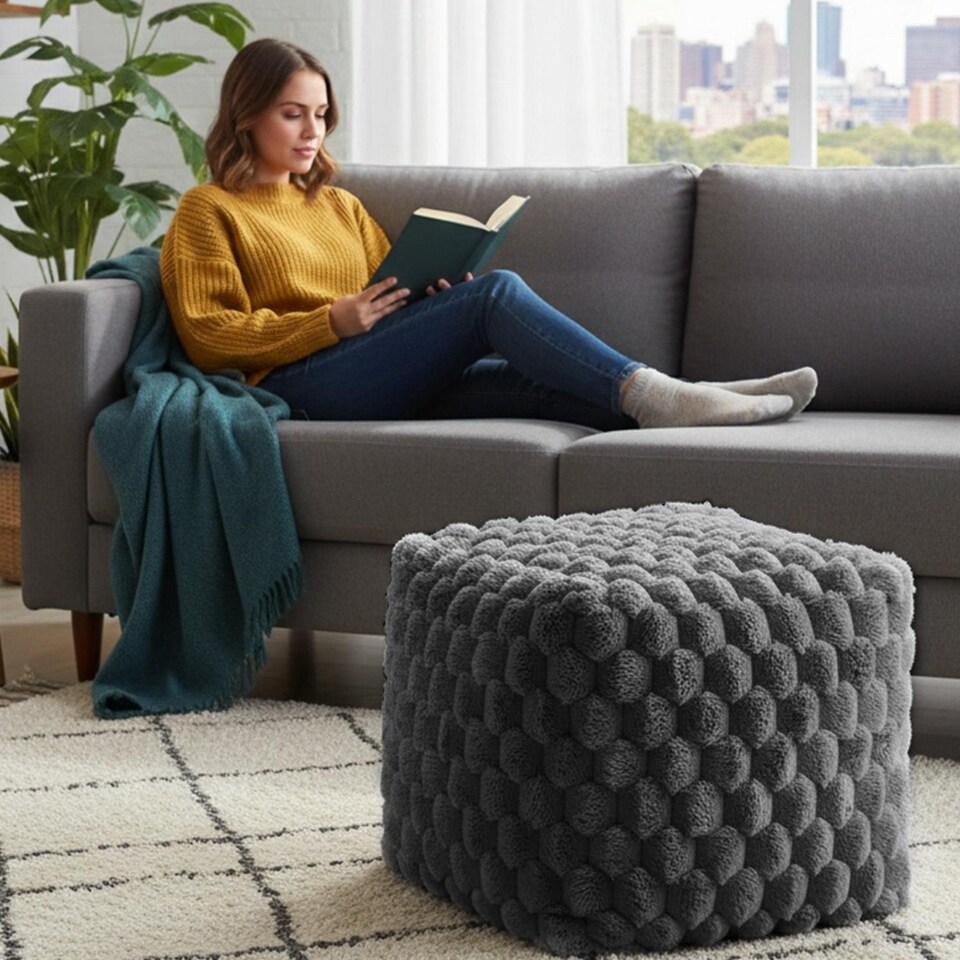 image 1 of Home Republic Chunky Popcorn Faux Fur Bean Bag