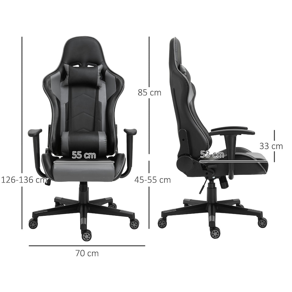 image 1 of Vinsetto High Back Racing Gaming Chair Reclining Computer Chair w/ Head Pillow