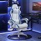 image 10 of Vinsetto Computer Gaming Chair, PU Leather Office Desk Chair with Footrest, Swivel Wheels, 135 Reclining Back, Lumbar Support, Headrest for Home, White and Grey