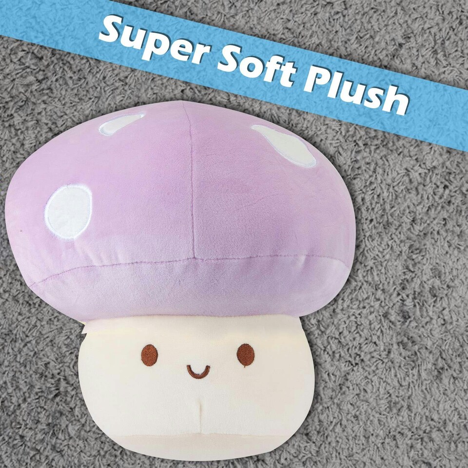 image 1 of Lilac Mushroom Mochi Soft Toy Cute Plushie Huggable Cuddly Plush 30cm Lilac