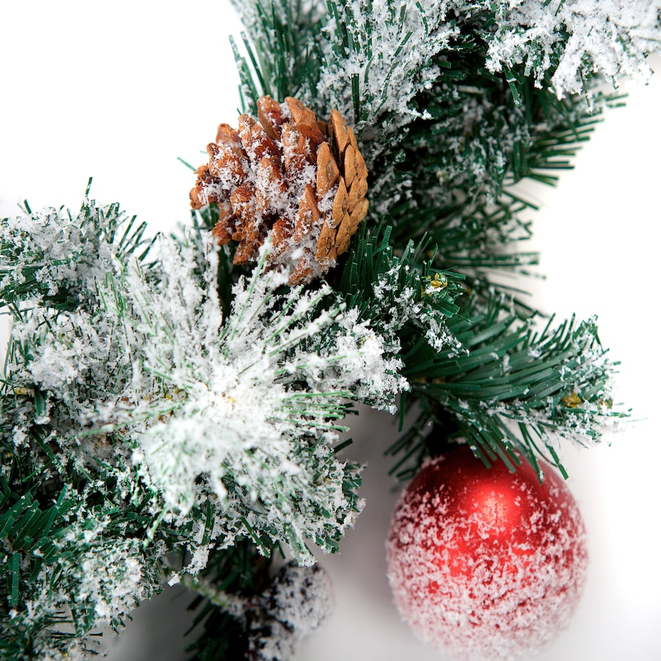 image 1 of Best Artificial Christmas 12ft Frosted Red Garland