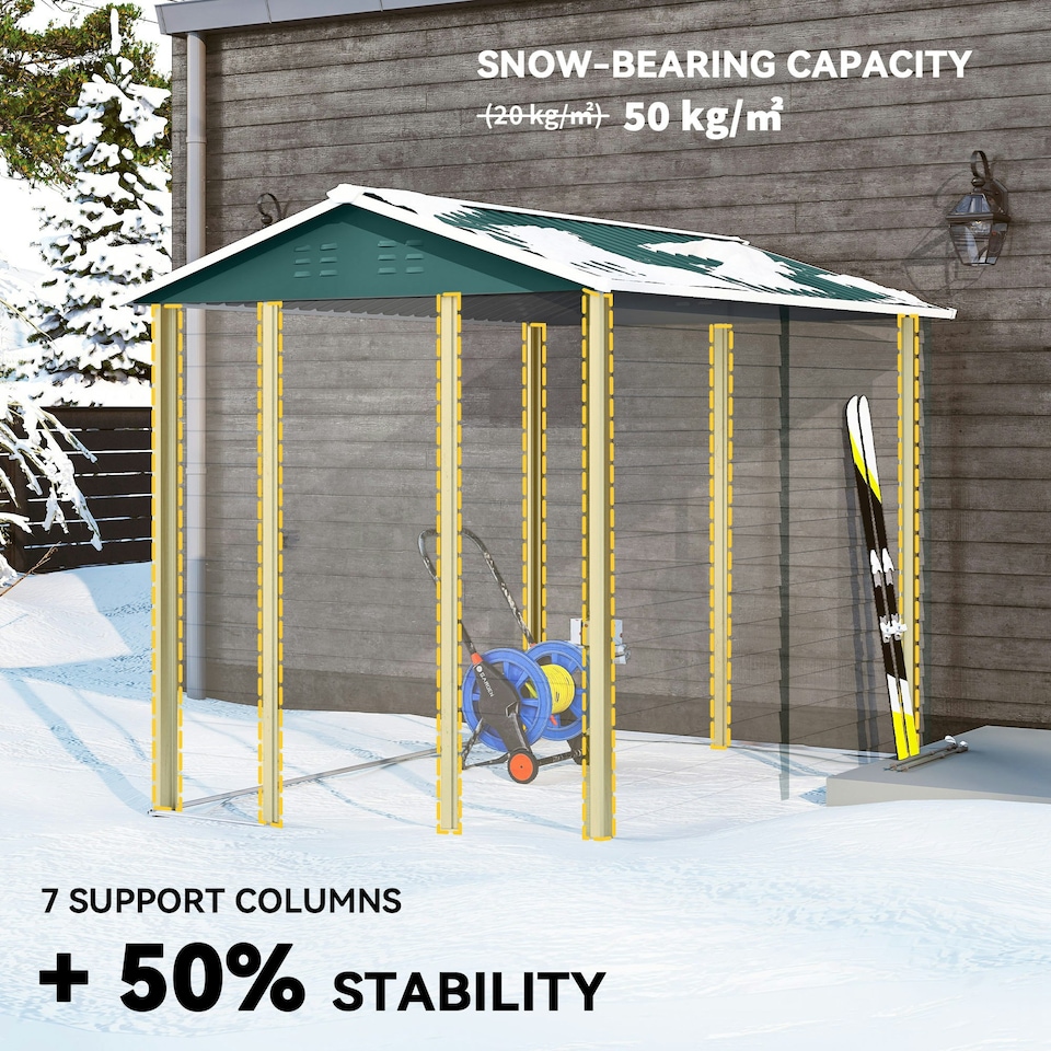 image 1 of Outsunny 9'x6' Galvanised Metal Garden Shed Tool Storage Shed for Patio Green