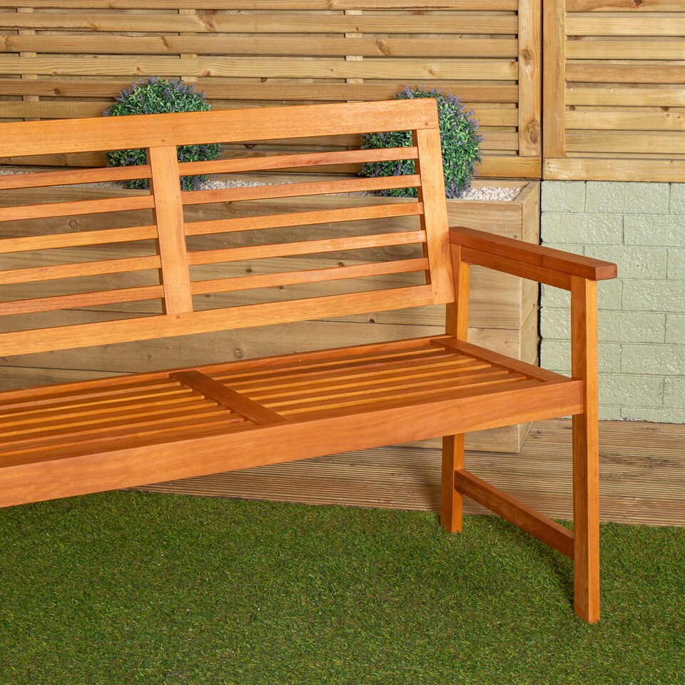 image 1 of Waimea 2 Seater Outdoor Wooden Garden Bench | Brown | Brown