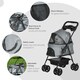image 5 of PawHut Pet Stroller Foldable Travel Carriage w/ Brake Basket Canopy, Grey