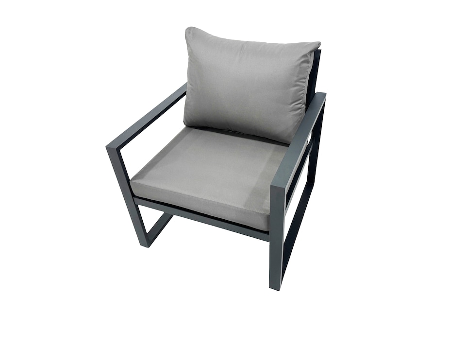 image 1 of Fimous Outdoor Garden Furniture Set Aluminium Lounge 3 Seat Sofa Oblong Coffee Table Sets with Chair 4 Stools 2 Side Tables Dark Grey