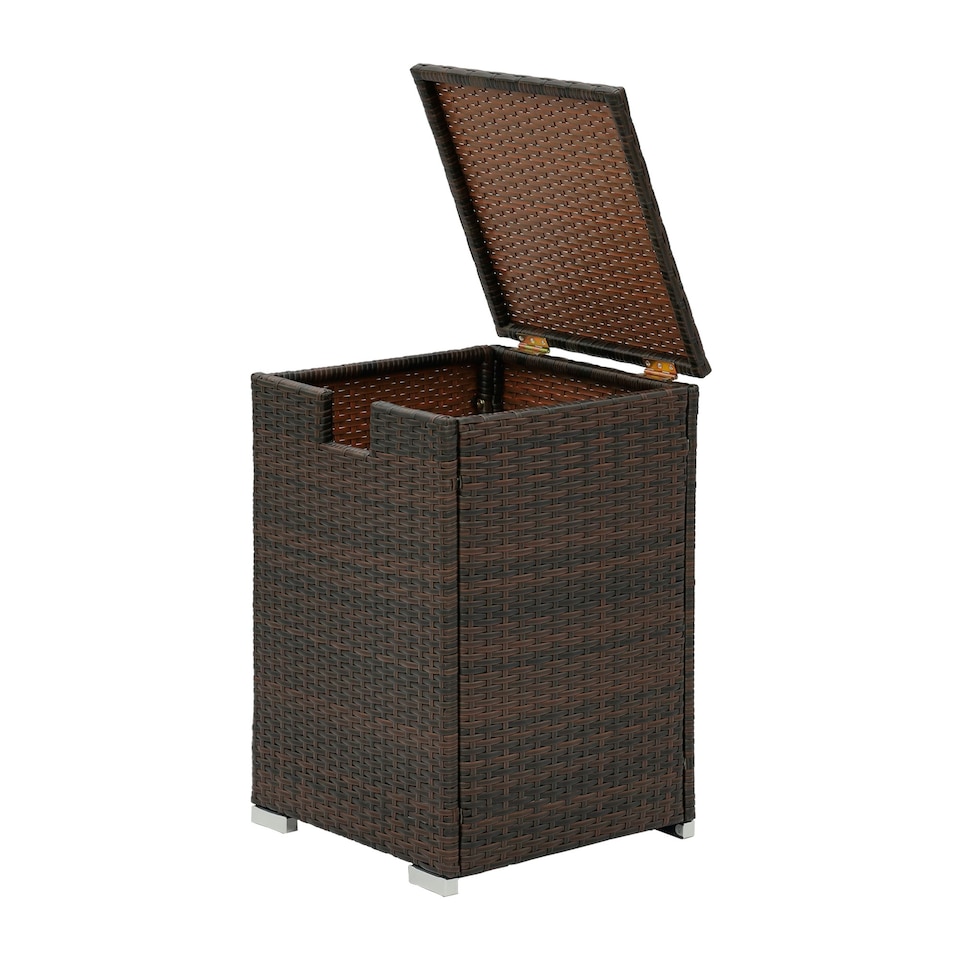 image 1 of Teamson Home Wicker Gas Tank Table for Fire Pits for 20 lb Propane Tank Cover, Brown