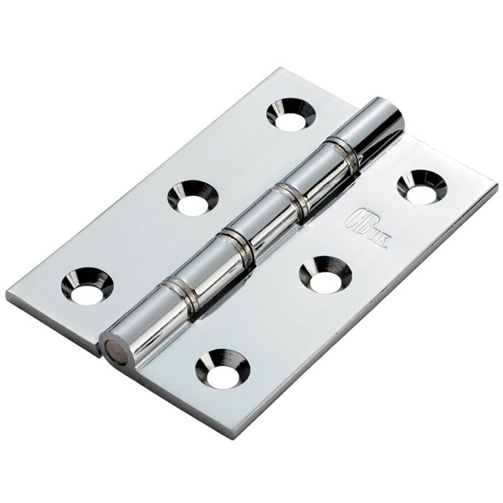 Loops PAIR 76 x 50 x 2.5mm Heavy Duty Butt Hinge Polished Chrome Internal