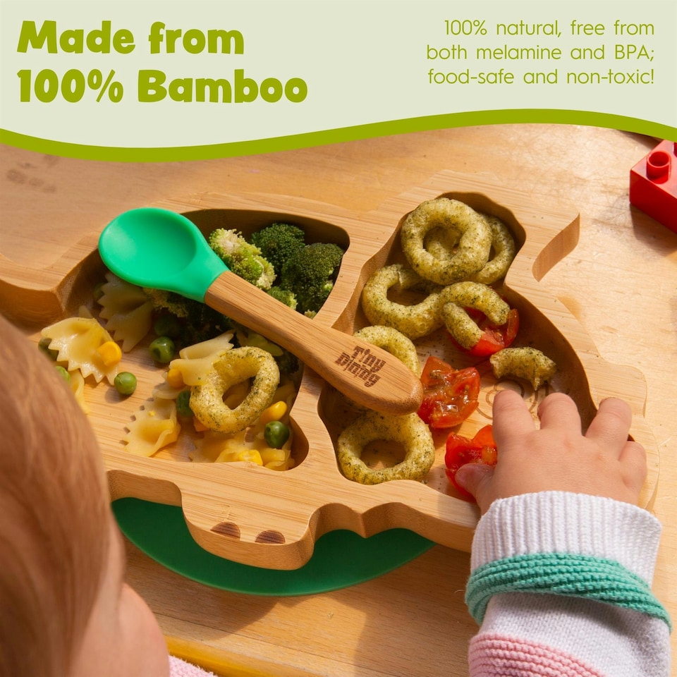 image 1 of Tiny Dining Bamboo Baby Weaning Forks with Silicone Tip - White - Pack of 2