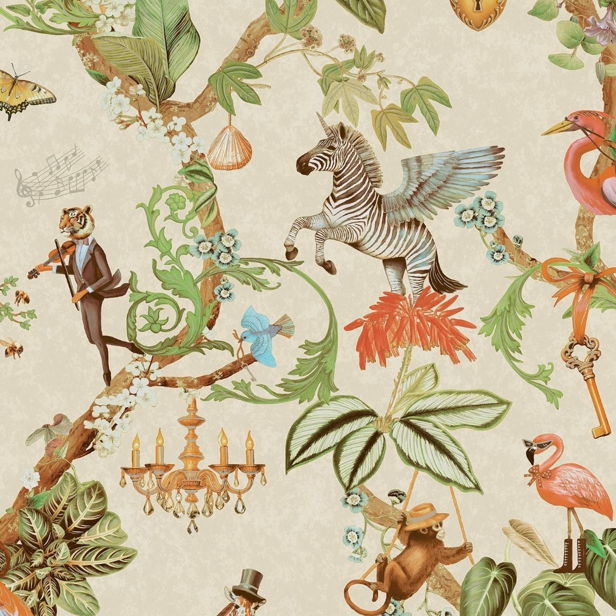 Holden Decor Safari Symphony Wallpaper Grey Taupe 1