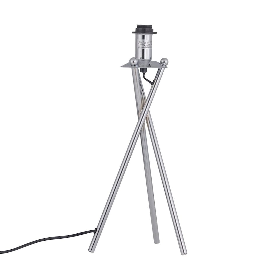image 1 of Tripod - Chrome Lamp with Natural Linen Shade | Chrome | Brown | Large | 1