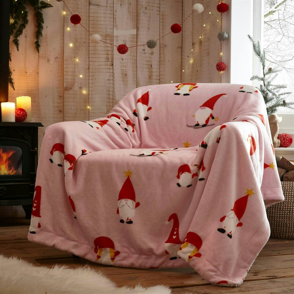image 1 of Christmas Gonks Pink Sherpa Throw Pink | 130x170cm