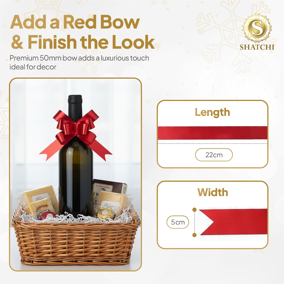 image 1 of 60pcs Red 50mm/5cm Large Ribbon Pull Bows for Gift Wrapping, Hampers, Florist Bouquets, Wedding Cars and Party Décor Pullbow | Red | Red