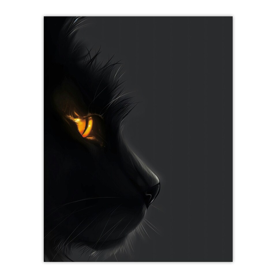 image 1 of Cat Lover Orange Gold Eyes Profile Portrait Black Framed Wall Art Print A4