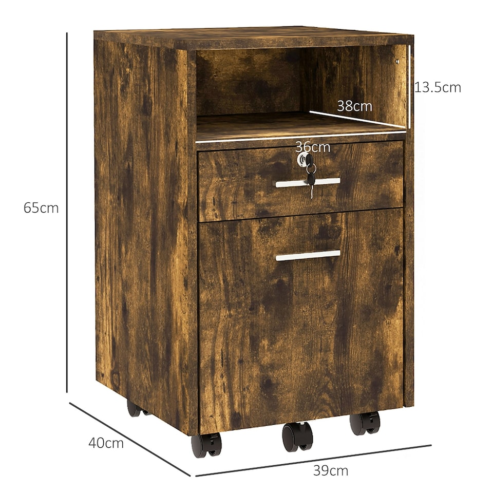 image 1 of Vinsetto Mobile File Cabinet Lockable Documents Storage w/ 5 Wheels Black