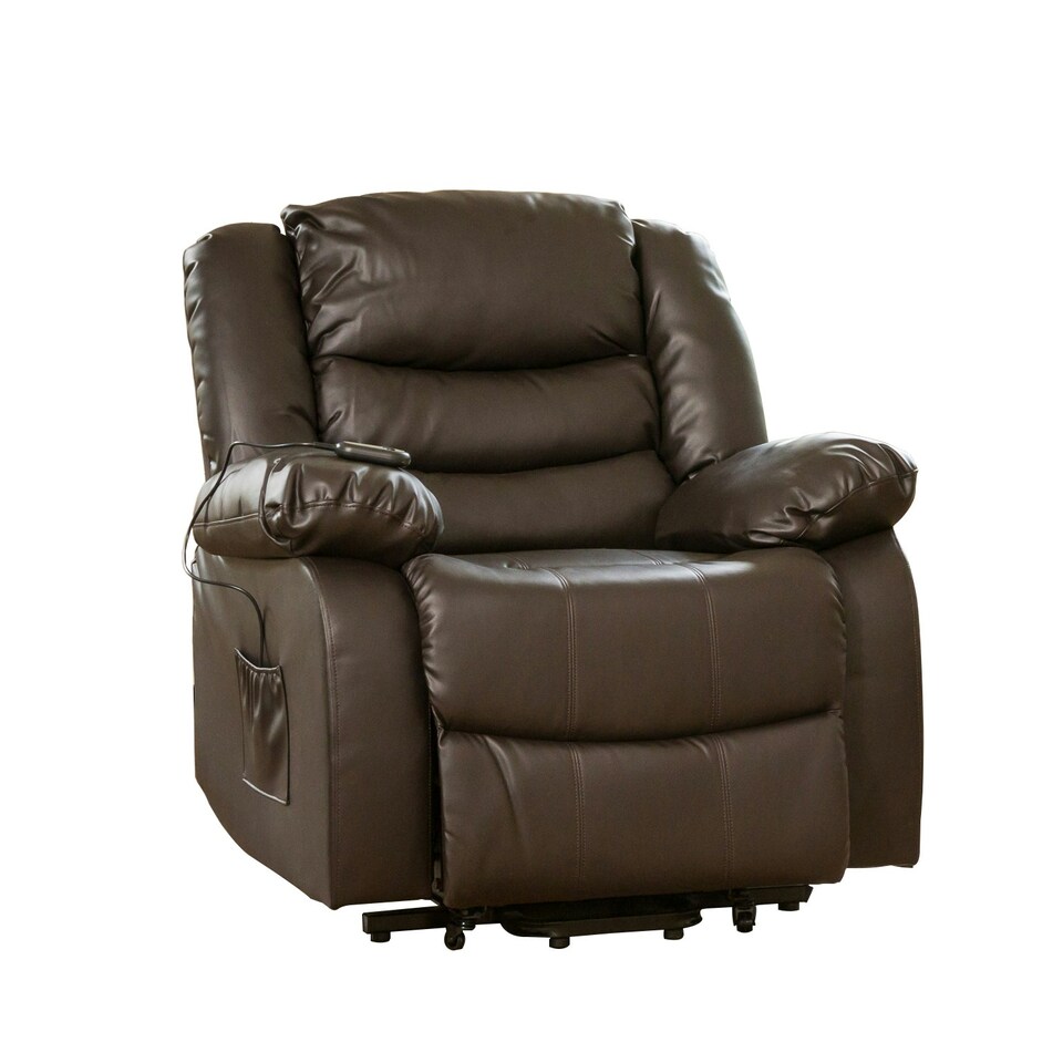 image 1 of Brooklyn Electric Riser Recliner with Massage and Heat - Brown