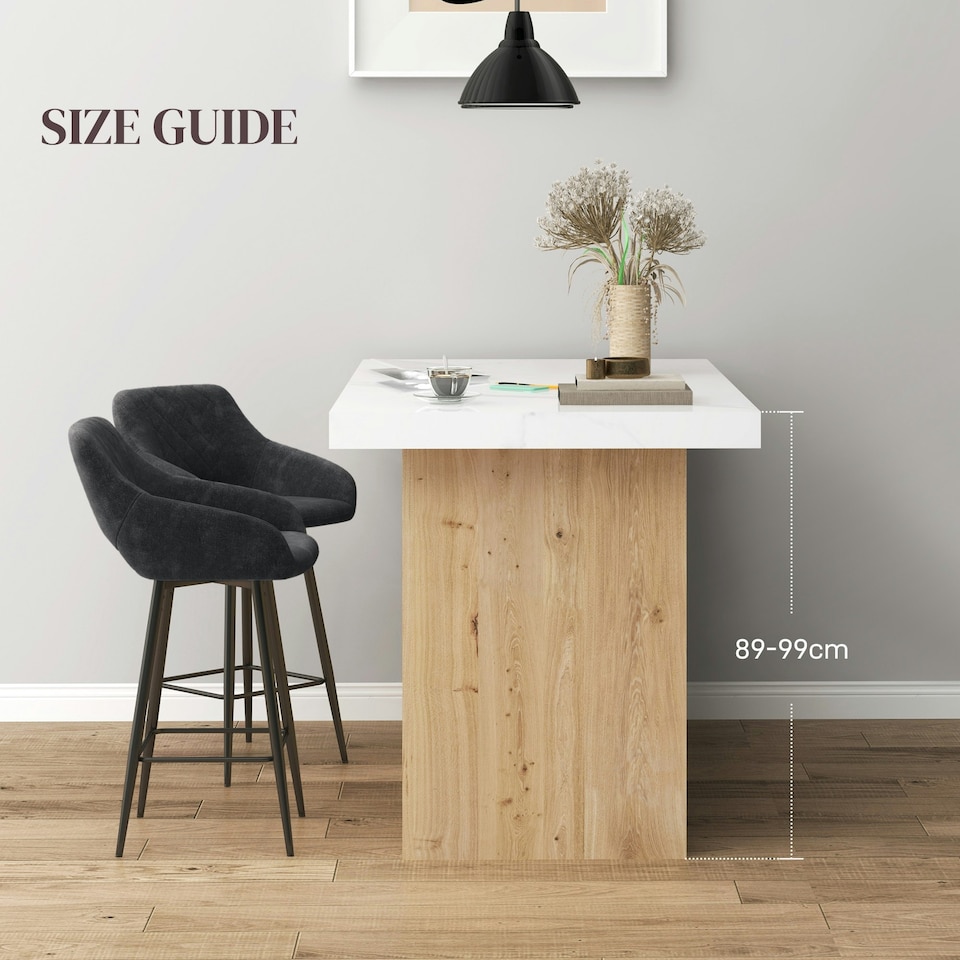 image 1 of HOMCOM Bar Stools Set of 2 Velvet-Touch Fabric Counter Bar Chairs Dark Grey