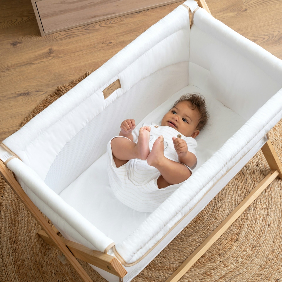 image 1 of Clair de Lune Organic Folding Crib - White