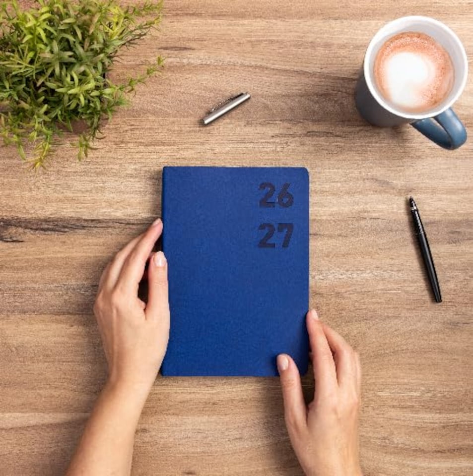 image 1 of 2026 - 2027 Academic Diary A5 Page a Day - Softcover Felix Mid Year Planner Aug 2026 to Jul 2027 | Blue | Navy