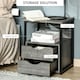image 4 of HOMCOM End Table Bedside Desk Slim Storage Cabinet with Shelf Brown Grey