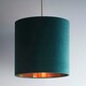image 1 of 14" Green Velvet Cylinder Light Shade Gold Inner Green